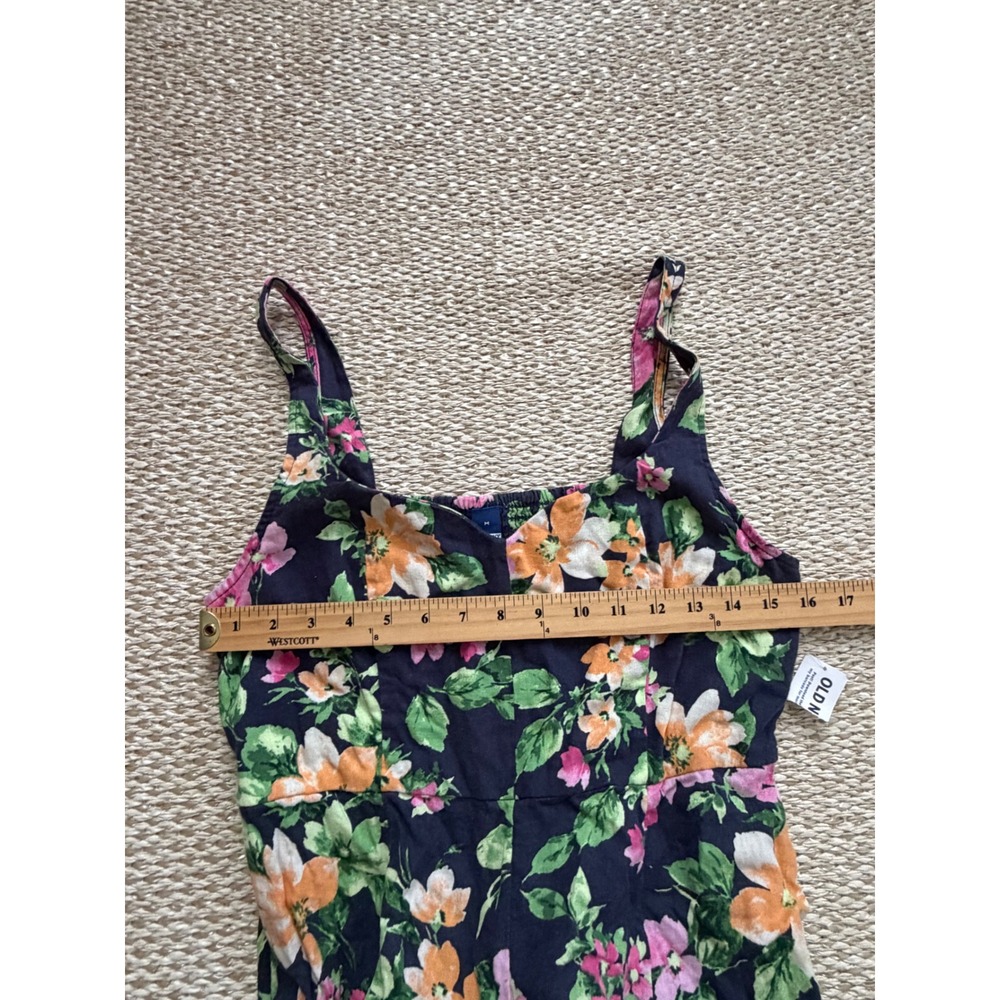Long floral linen blend Lagenlook maxi boho dress. beachy coastal flowy medium - Picture 8 of 10